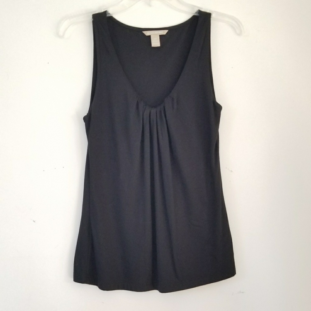 Banana Republic sleevless shirred v-neck black top